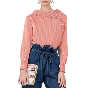 Altuzarra Eileen striped cotton twill top Spread Collar Long Sleeve shirt 42